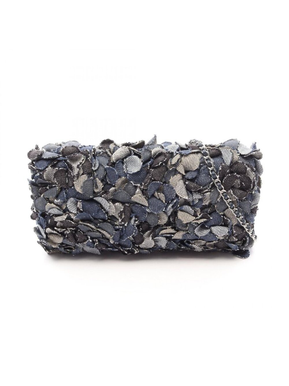 Chanel Shoulder Bag Camellia Denim Blue Chain